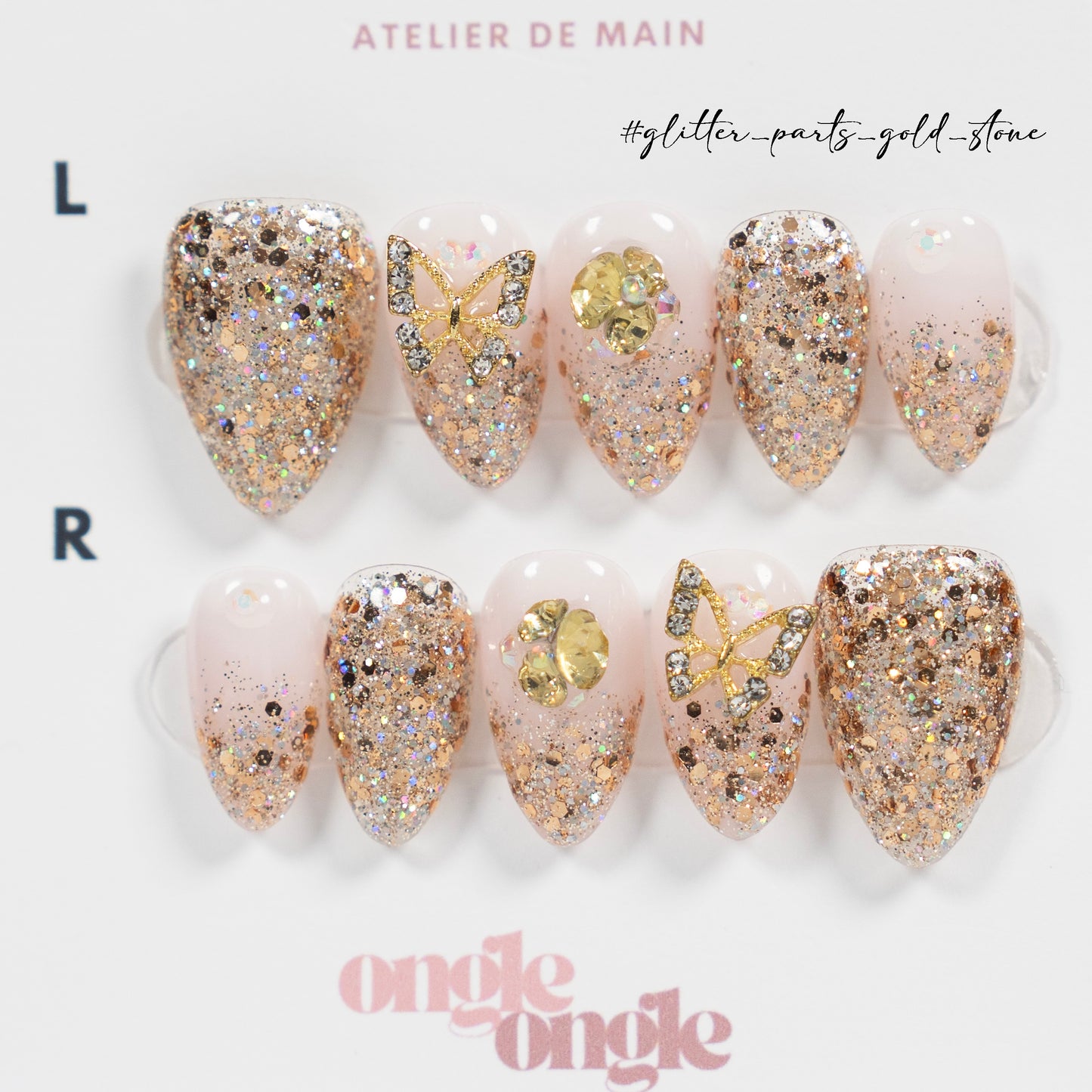 Glitter parts - Gold Stone